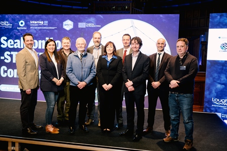SEAMONITOR PROJECT BOARD: L-R - Ross McGill, Principal Project Officer of SeaMonitor Project, Loughs Agency; Dr Joanne O’Brien, Atlantic Technological University; Dr Niall Ó Maoiléidigh, Marine Institute; Dr Fred Whoriskey, Ocean Tracking Network; Dr Colin Adams, University of Glasgow; Sharon McMahon, CEO, Loughs Agency; Dr Oliver Ó Cadhla, Department of Housing, Local Government and Heritage Ireland; Andrew King, Special EU Programmes Body; Colin Armstrong, Department of Agriculture, Environment and Rural