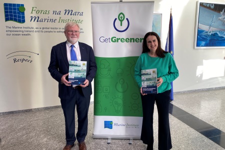 Michael Gillooly, Interim CEO of the Marine Institute and Patricia Orme, Corporate Services Director at the launch of the Climate Action Roadmap.