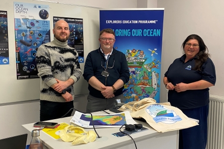Celebrating a decade of ocean education! Dr Thomas McLoughlin (DCU), Dr Nóirín Burke (Explorers Education Programme), and Dr Usher commemorate the partnership that has brought marine science to over 1,000 pre-service teachers.