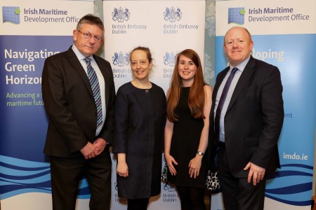 Photo Caption: Photographed at the launch event L-R are: Liam Lacey, Director of The Irish Maritime Development Office, Elin Burns, Deputy British Ambassador to Ireland, Clara King, Partnership Manager at Innovate UK and Eamon Kelly, Assistant Secretary General at the Department of Transport.