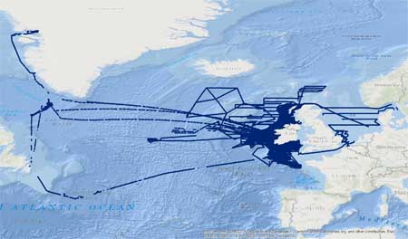 Track of CO2 data collected during 2024 operations of the RV Celtic Explorer
